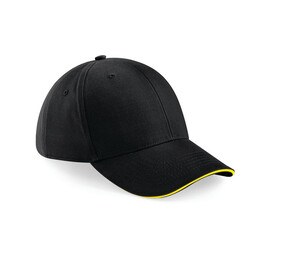 Beechfield BF020 - 6-panelowa czapka sportowa Czarny/ żółty