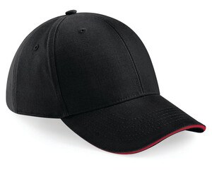 Beechfield BF020 - 6-panelowa czapka sportowa Czarny/klasyczna czerwień