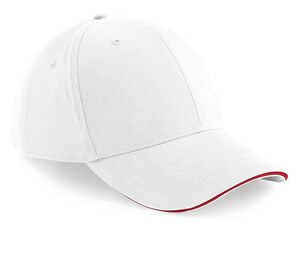 Beechfield BF020 - 6-panelowa czapka sportowa Biały/Klasyczna czerwień
