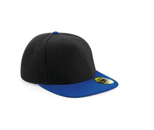 Beechfield BF660 - Oryginalna czapka z płaskim daszkiem Czarny/ jasnoniebieski