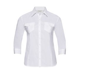 Russell Collection JZ18F - Roll 3/4 Sleeve Shirt Biały