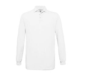 B&C BC425 - 100% bawełniana koszulka polo z długim rękawem Biały