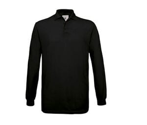 B&C BC425 - 100% bawełniana koszulka polo z długim rękawem Czarny