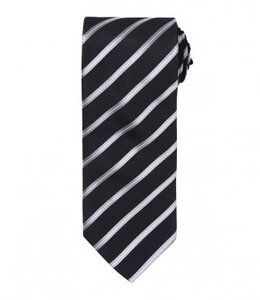 Premier PR784 - Sports Stripe Tie Czarno/srebny