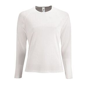 SOL'S 02072 - Sporty Lsl Women Damski T Shirt Sportowy Z Długimi Rękawami Biały