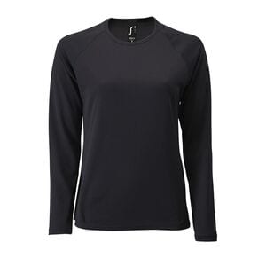 SOL'S 02072 - Sporty Lsl Women Damski T Shirt Sportowy Z Długimi Rękawami Czarny