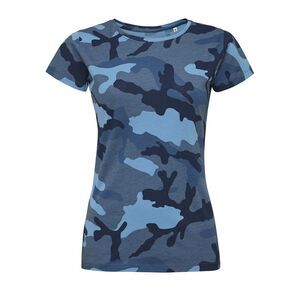 SOL'S 01187 - Camo Women Damski T Shirt Z Okrągłym ściągaczem Niebieski kamuflaż