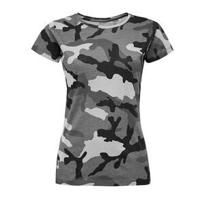 SOL'S 01187 - Camo Women Damski T Shirt Z Okrągłym ściągaczem Szary kamuflaż