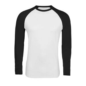 SOL'S 02942 - Funky Lsl Męski Dwukolorowy T Shirt Z Długimi Rękawami Typu Raglan Biało/czarny