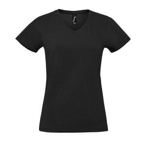 SOL'S 02941 - Imperial V Women Damski T Shirt Ze ściągaczem Typu V Neck Głęboka czerń