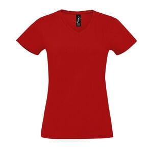 SOL'S 02941 - Imperial V Women Damski T Shirt Ze ściągaczem Typu V Neck Czerwony
