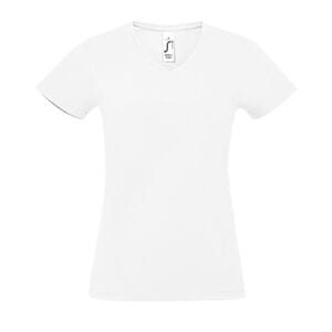SOL'S 02941 - Imperial V Women Damski T Shirt Ze ściągaczem Typu V Neck Biały