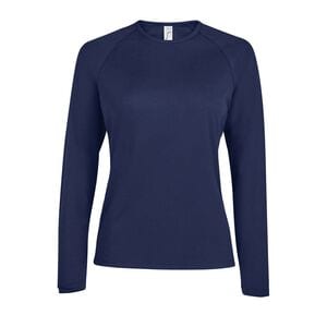 SOL'S 02072 - Sporty Lsl Women Damski T Shirt Sportowy Z Długimi Rękawami Francuski granat
