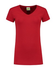 Lemon & Soda LEM1262 - T-shirt z baw/elast w serek dla niej Czerwony