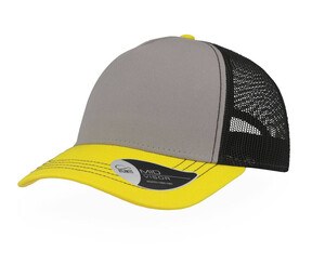 Atlantis AT180 - Bawełniana płócienna czapka raper Grey / Bright Yellow / Black