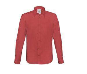 B&C BC725 - Elastyczna koszula męska Głęboka czerwień
