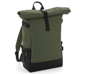 Bag Base BG858 - Colourful backpack with roll-up flap Oliwkowa zieleń/czarny