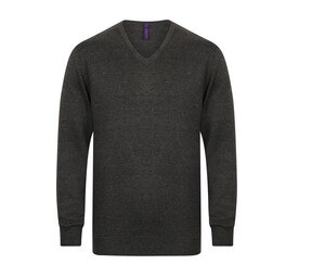 Henbury HY720 - Męski sweter z dekoltem w szpic Jasna szarość