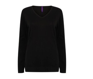 Henbury HY721 - Damski sweter z dekoltem w szpic Czarny