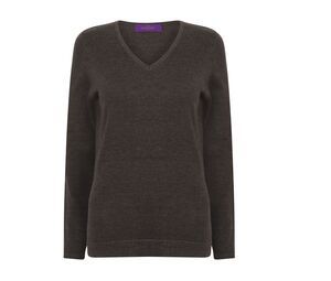 Henbury HY721 - Damski sweter z dekoltem w szpic Jasna szarość