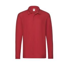 Fruit of the Loom SC384 - Męska koszulka polo z długim rękawem Premium Czerwony