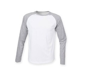 SF Men SF271 - Koszulka baseballowa z długim rękawem Biały/ Szary