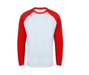 SF Men SF271 - Koszulka baseballowa z długim rękawem Biało/czerwony