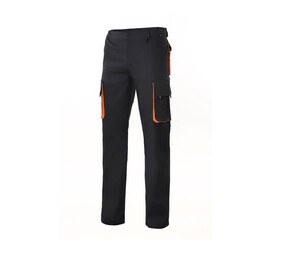 VELILLA V3004 - Praktyczne spodnie z kieszeniami z kontrastowym akcentem Czarno/pomarańczowy