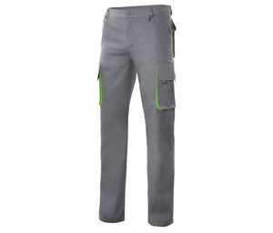 VELILLA V3004 - Praktyczne spodnie z kieszeniami z kontrastowym akcentem Grey/ Lime