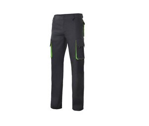 VELILLA V3004 - Praktyczne spodnie z kieszeniami z kontrastowym akcentem Czarno/limonkowy