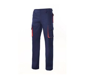 VELILLA V3004 - Praktyczne spodnie z kieszeniami z kontrastowym akcentem Granat/czerwień