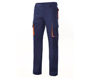 VELILLA V3004 - Praktyczne spodnie z kieszeniami z kontrastowym akcentem Navy / Orange