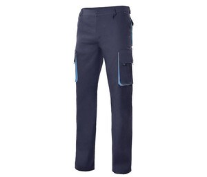 VELILLA V3004 - Praktyczne spodnie z kieszeniami z kontrastowym akcentem Granatowy/ błękitny