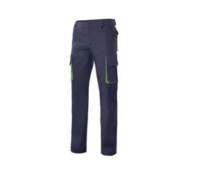 VELILLA V3004 - Praktyczne spodnie z kieszeniami z kontrastowym akcentem Granat/ limonka