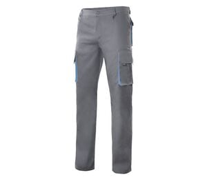 VELILLA V3004 - Praktyczne spodnie z kieszeniami z kontrastowym akcentem Grey / Sky Blue