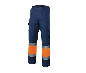VELILLA VL157 - Spodnie z odblaskowym panelem Navy/Fluo Orange