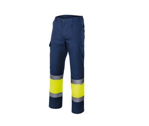 VELILLA VL157 - Spodnie z odblaskowym panelem Navy/Fluo Yellow