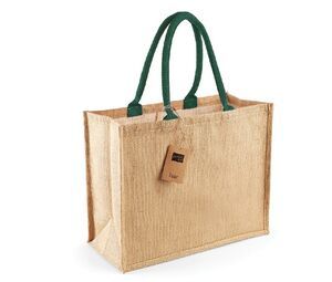 Westford mill WM407 - Burlap Shopping Bag Naturalny/ Leśna zieleń