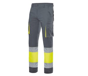 VELILLA V13002 - WIELOKIESZENIOWE SPODNIE STRETCH Grey/Fluo Yellow