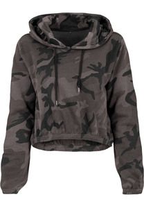 Build Your Brand BY065 - Ladies Camo Cropped Hoody dark camo