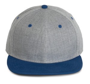 K-up KP166 - Czapka z prostym daszkiem- 6 paneli Light Grey Heather / Royal Blue