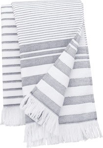 Kariban K132 - Fouta w paski z frędzlami Striped White / Smoke