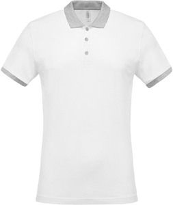 Kariban K258 - Męska dwókolorowa koszulka polo White / Oxford grey