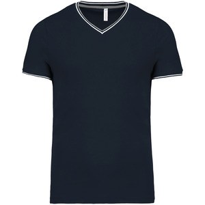 Kariban K374 - Męski T-shirt z piki Granatowy/ jasnozielony/ biały