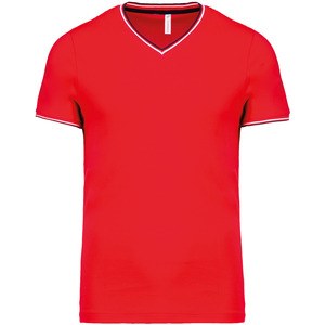 Kariban K374 - Męski T-shirt z piki Czerwony/Granatowy/Biały