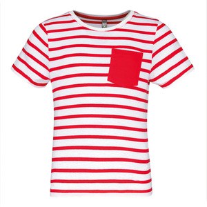 Kariban K379 - Dziecięca koszulka w paski marynarza Striped White / Red