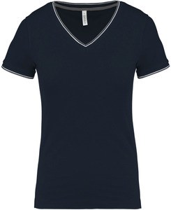 Kariban K394 - Damski T-shirt w serek Granatowy/ jasnozielony/ biały