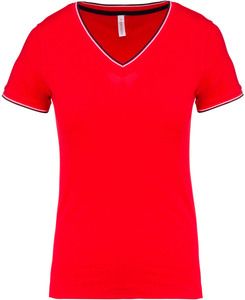 Kariban K394 - Damski T-shirt w serek Czerwony/Granatowy/Biały