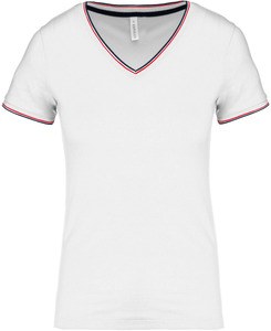 Kariban K394 - Damski T-shirt w serek Biały/granatowy/czerwony