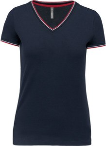Kariban K394 - Damski T-shirt w serek Granatowy/czerwony/ biały